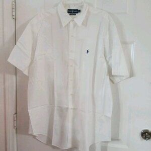 Ralph Lauren Men’s White Classic Fit Size XL Short Sleeve Button Down Shirt
